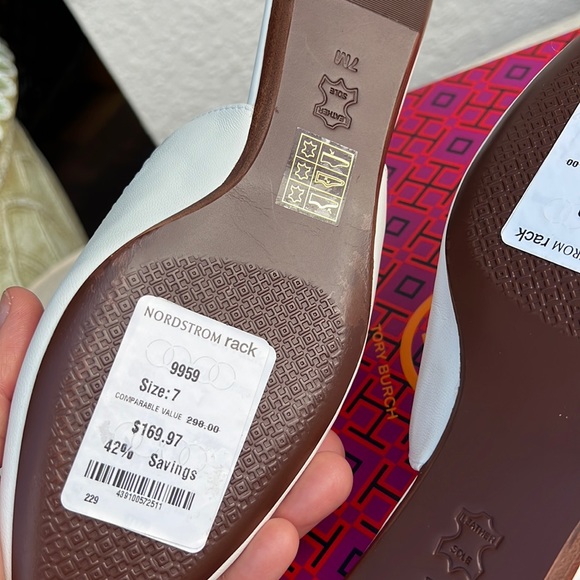 TORY BURCH Sienna flat slide leather mules white size 7 - Picture 10 of 17